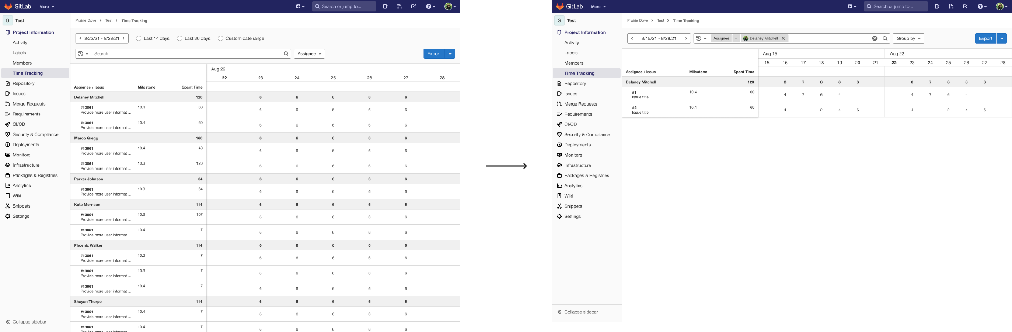 Before and after design of the revised default filters.